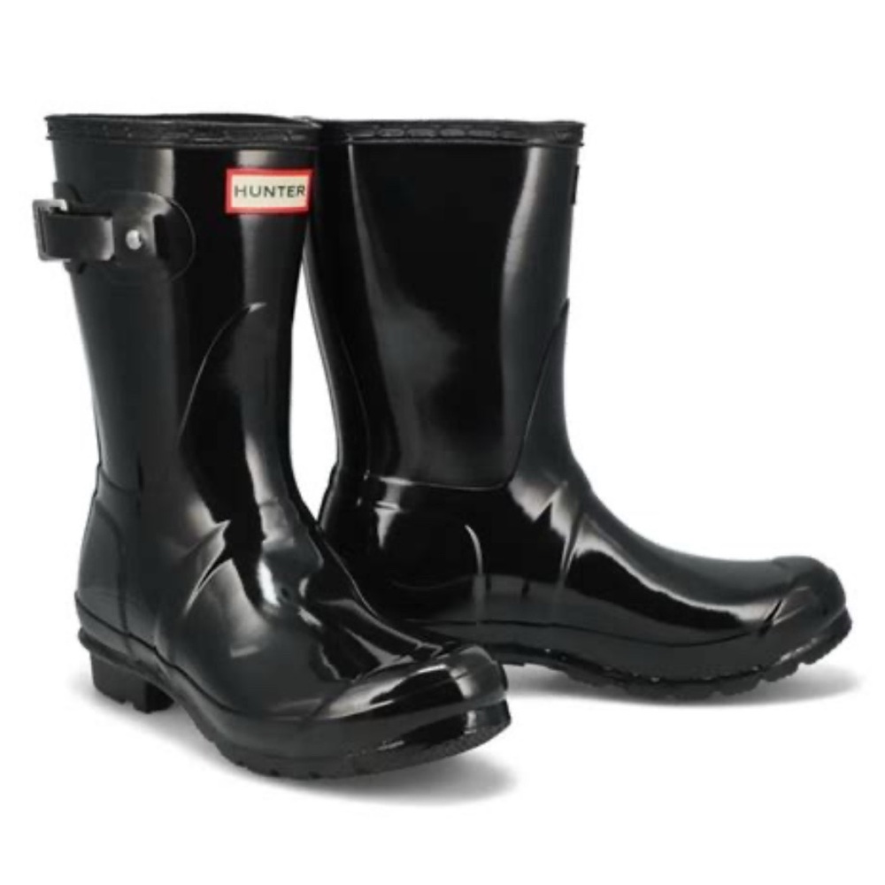 Mid-calf Black Gloss Hunter Rain boot sz 9